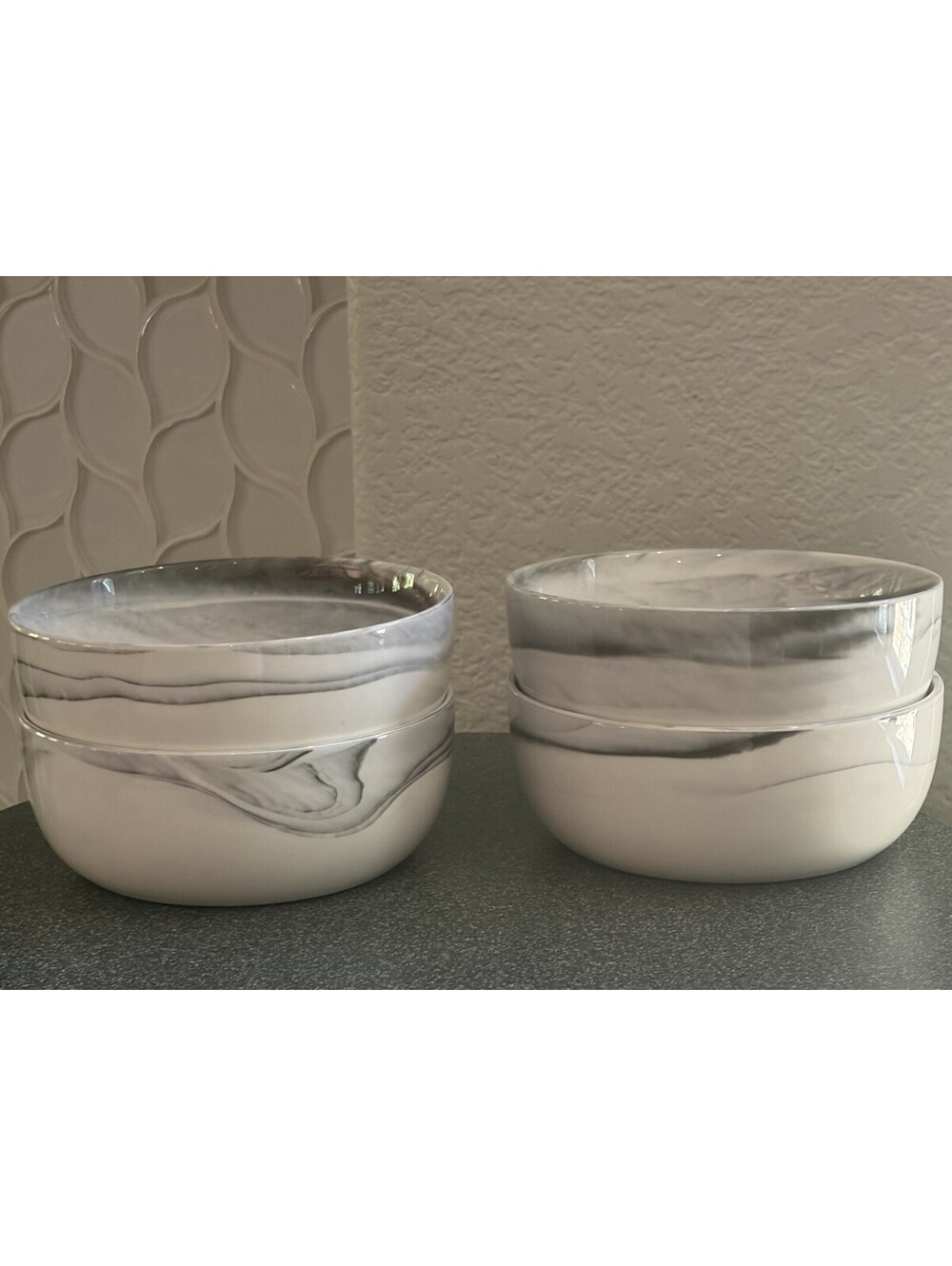 Artisanal Kitchen Supply Coupe Gray Set Of 4 Bowls 6” EUC